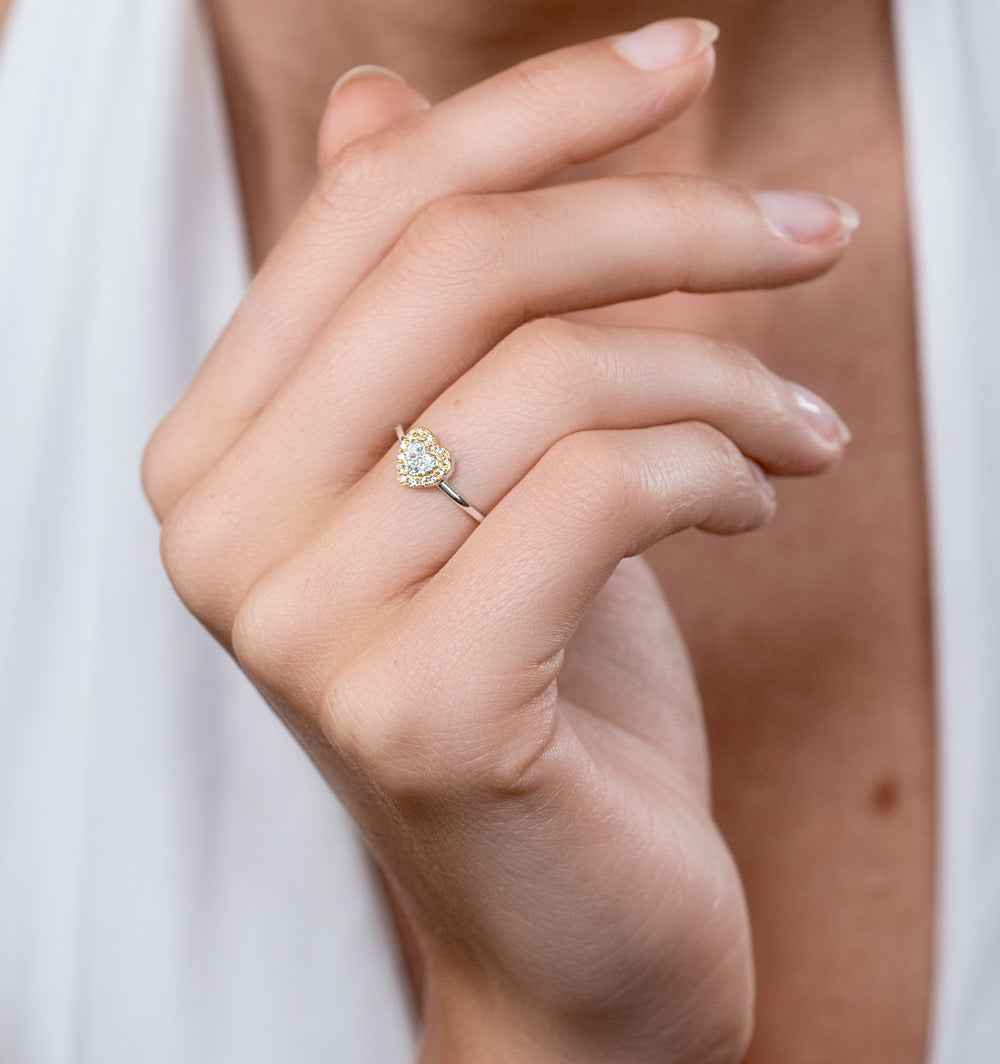 Stellato Collection Halo Diamond Heart Ring 0.16ct in 9K White Gold SIZES AVAILABLE K M
